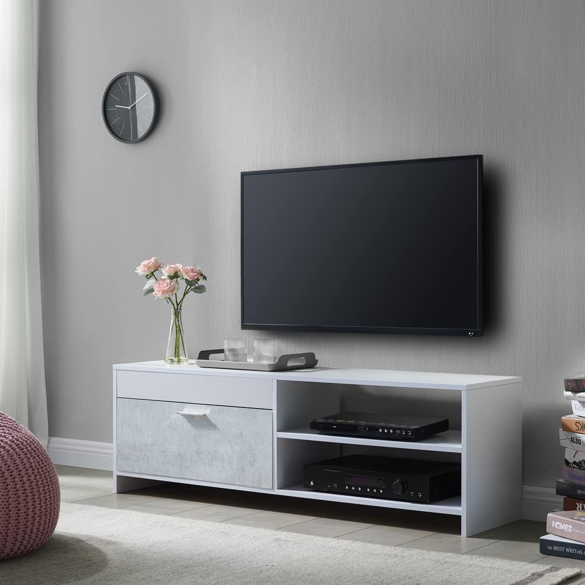 White TV Cabinet with Storage Drawers B49607