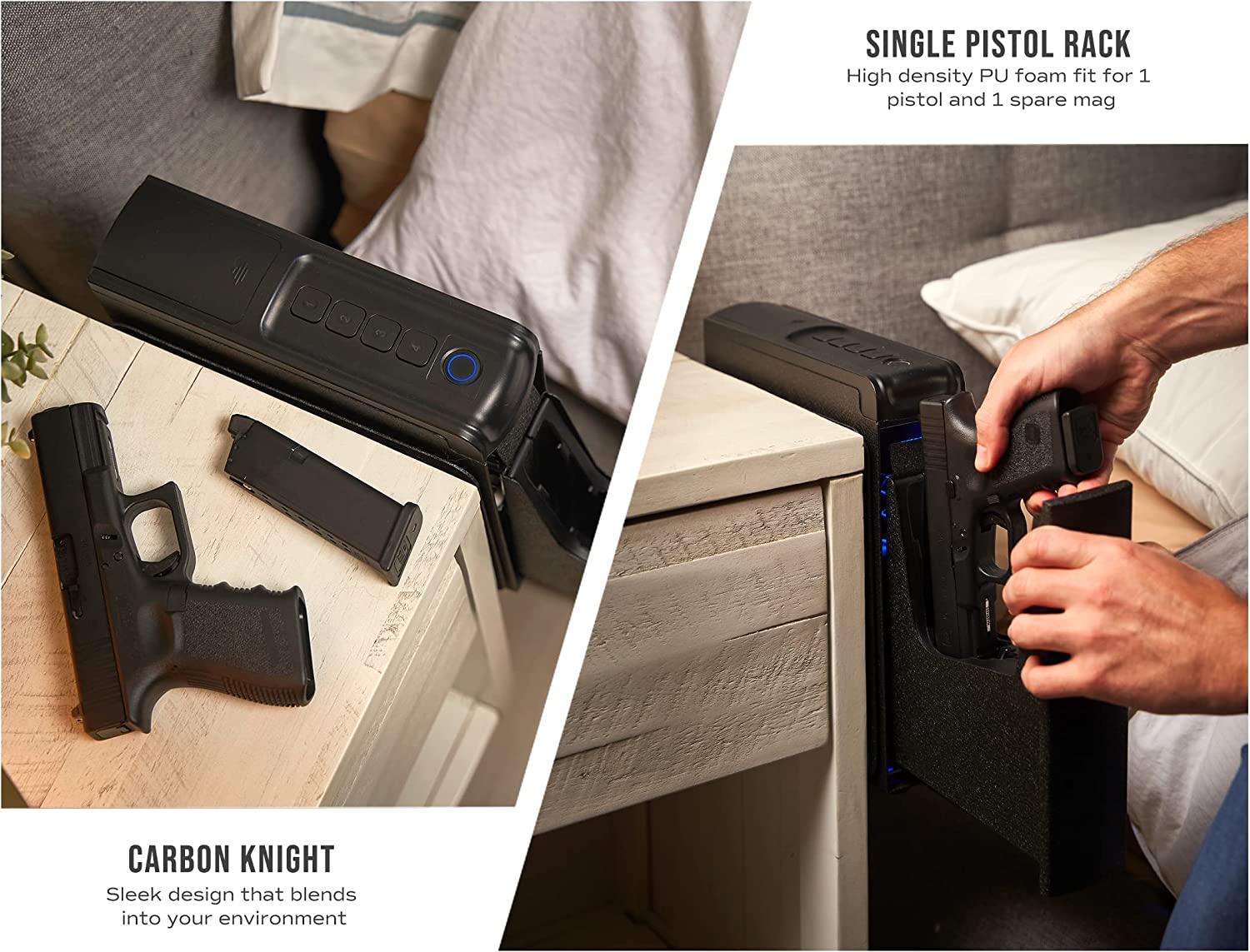 Mounted Biometric Handgun Safe with Quick Access Sliding Door V47283