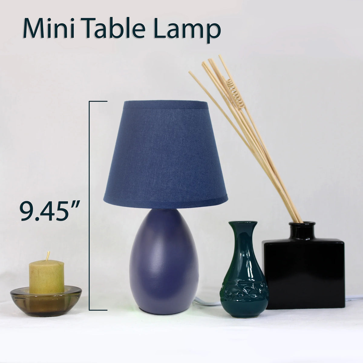 Mini Egg Oval Ceramic Table Lamp, Dark Blue H8498