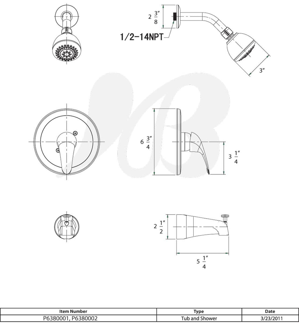Tub and Shower Trim PVD Satin Nickel M5892