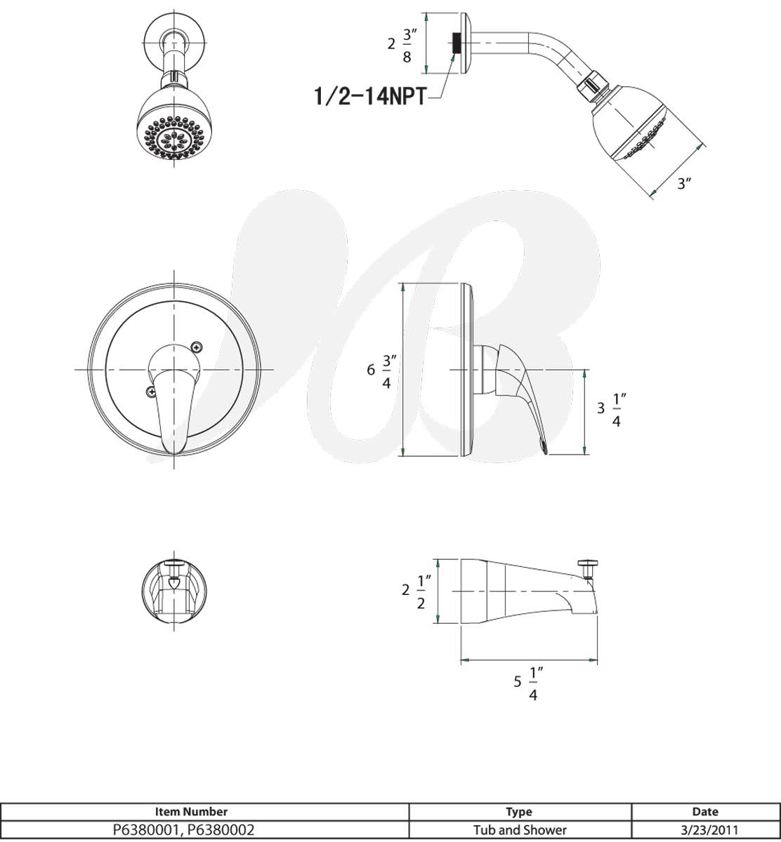 Tub and Shower Trim PVD Satin Nickel M5892