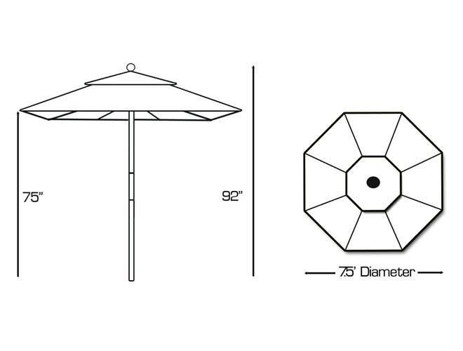 7.5 ft. Light Wood Cafe Black Sunbrella Umbrella C804
