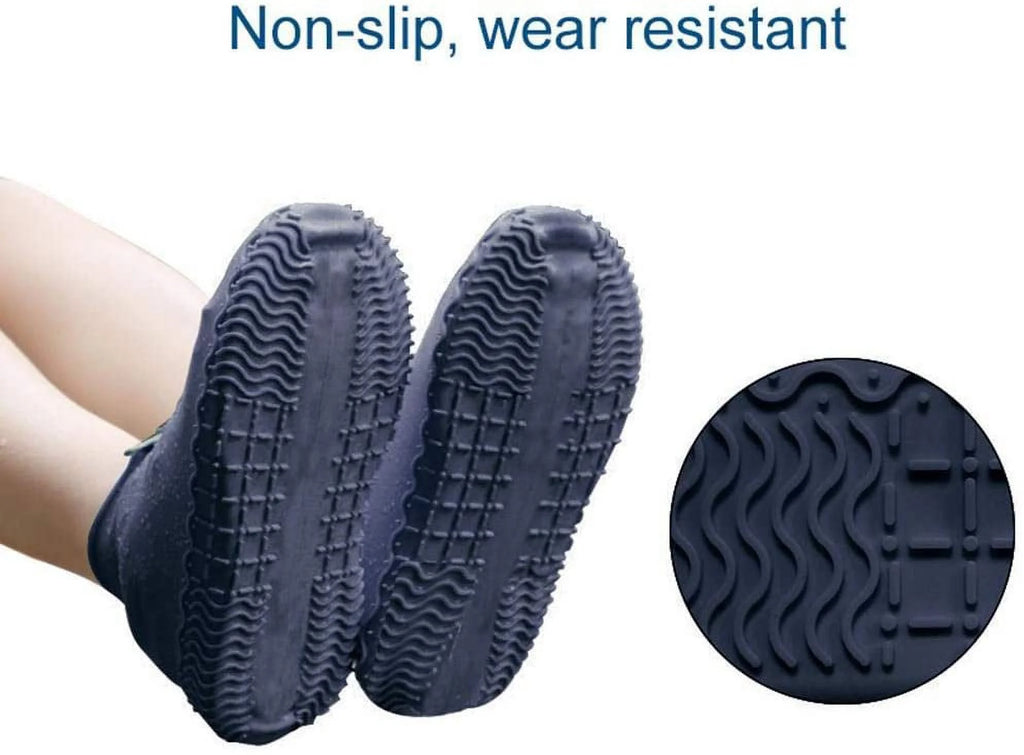 Black M Waterproof Reusable Rain Shoe Covers with Zipper R33410