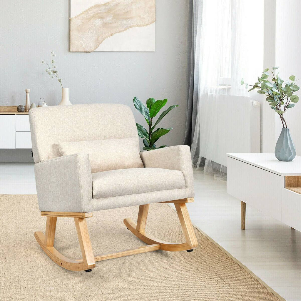 Beige Upholstered Rocking Armchair R621224