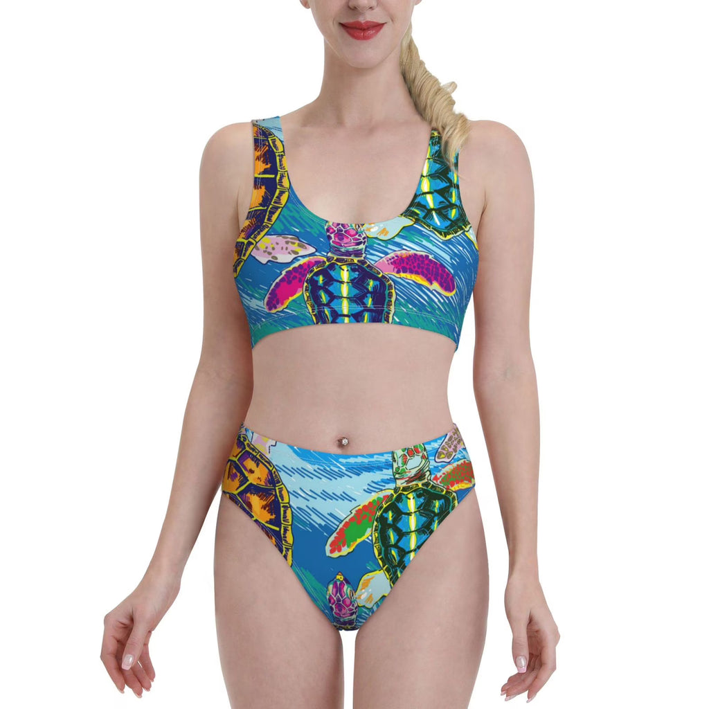 High Waisted Bikini Sets with Removable Soft Chest Pad F29274