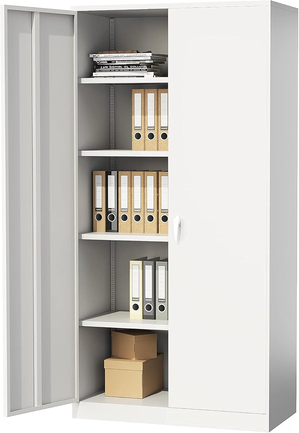 72" Tall Steel Storage Cabinet with Locking Door and 4 Adjustable Shelves (White) M5538