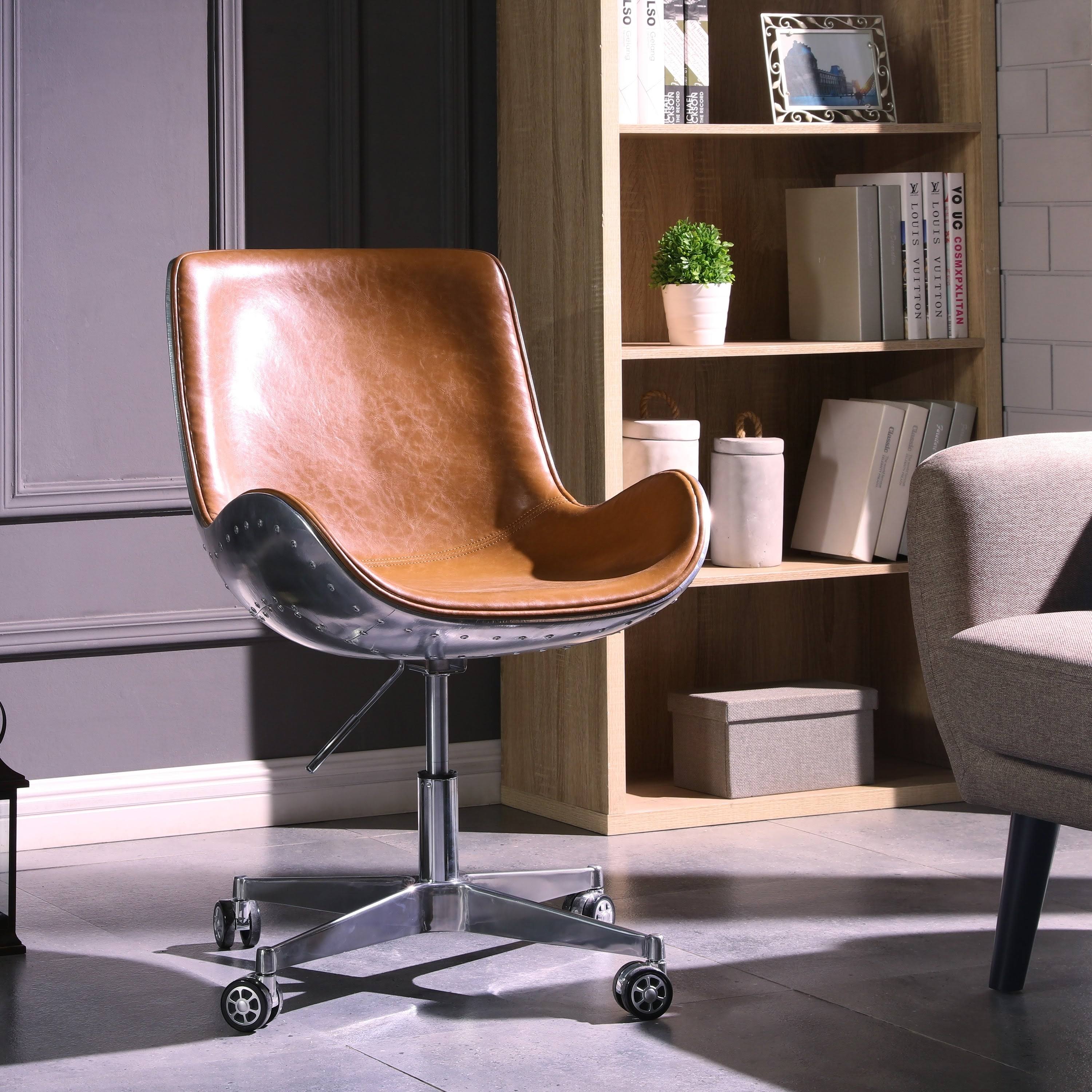 Distressed Caramel Swivel Office Chair H449