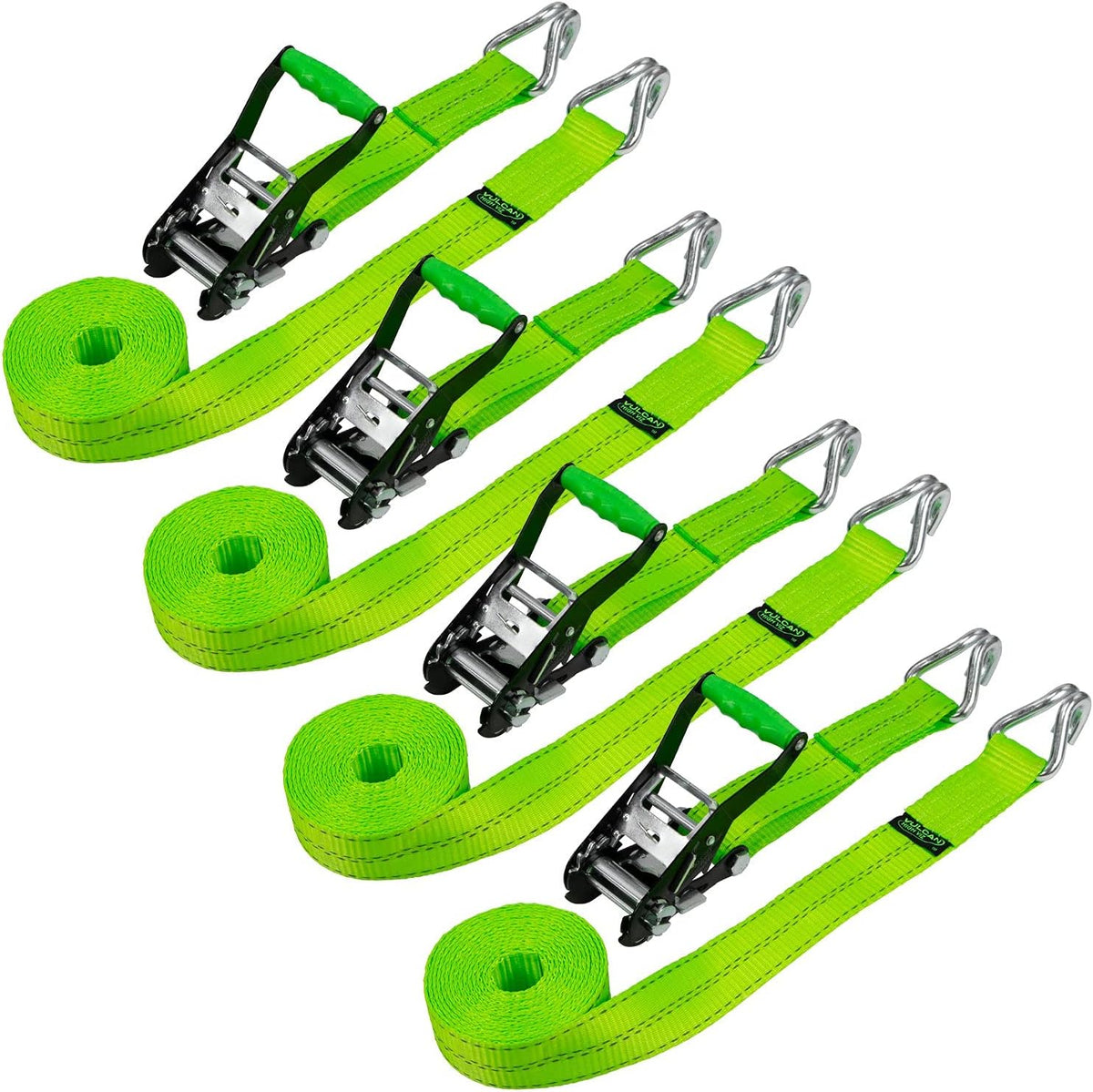 Ratchet Strap with Wire Hooks, 2 Inch x 15 Foot, 4 Pack, 3,300 Pound Safe Working Load E53687