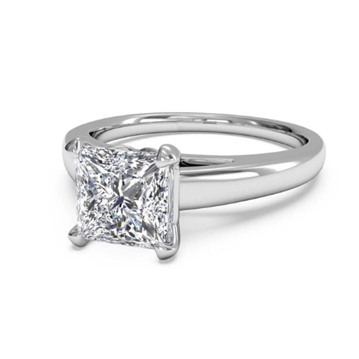 18K White Gold Plated Sterling Silver Moissanite Ring X685