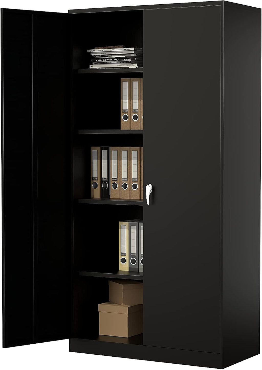 72" Tall Steel Storage Cabinet with Locking Door and 4 Adjustable Shelves (White) M5538