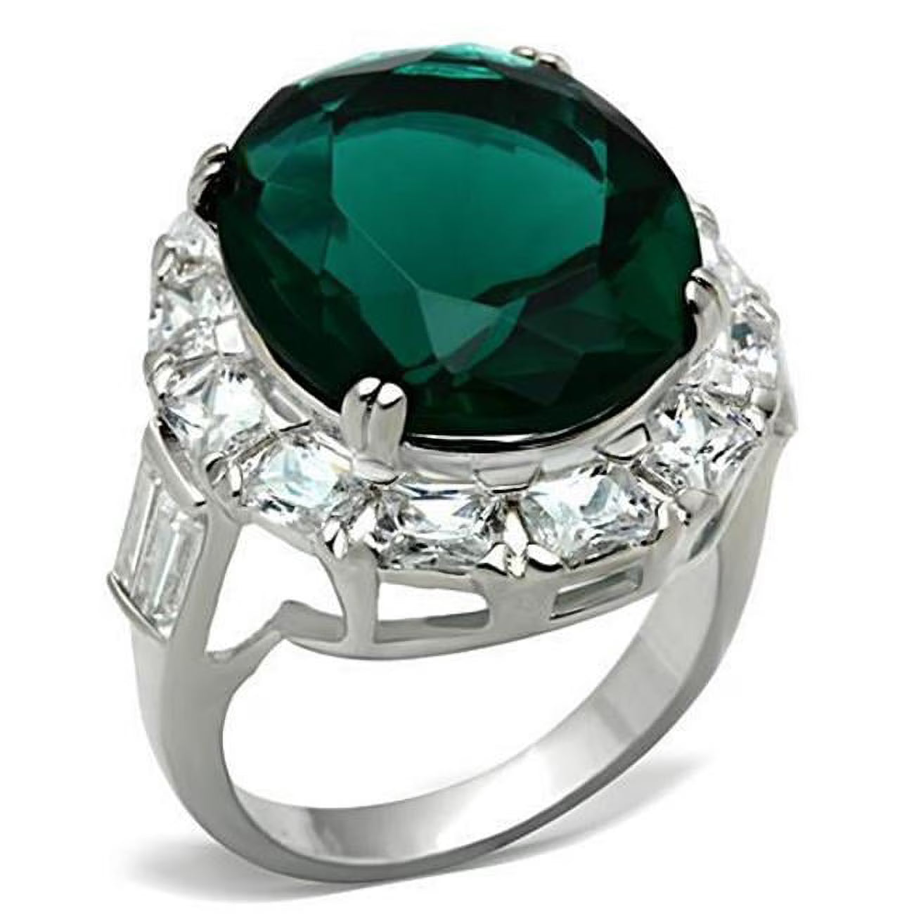Silver 925 Sterling Silver Ring with Synthetic Blue Zircon - Size 8 B600819