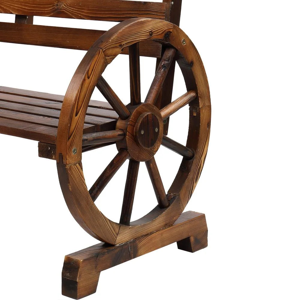 Rustic 2-Person Wooden Wagon Wheel Bench K5257
