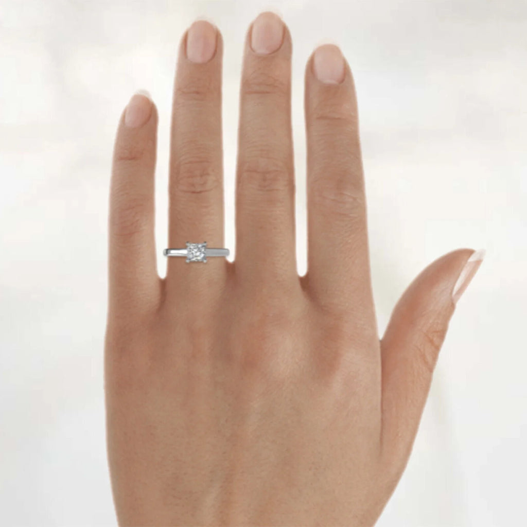 18K White Gold Plated Sterling Silver Moissanite Ring X685