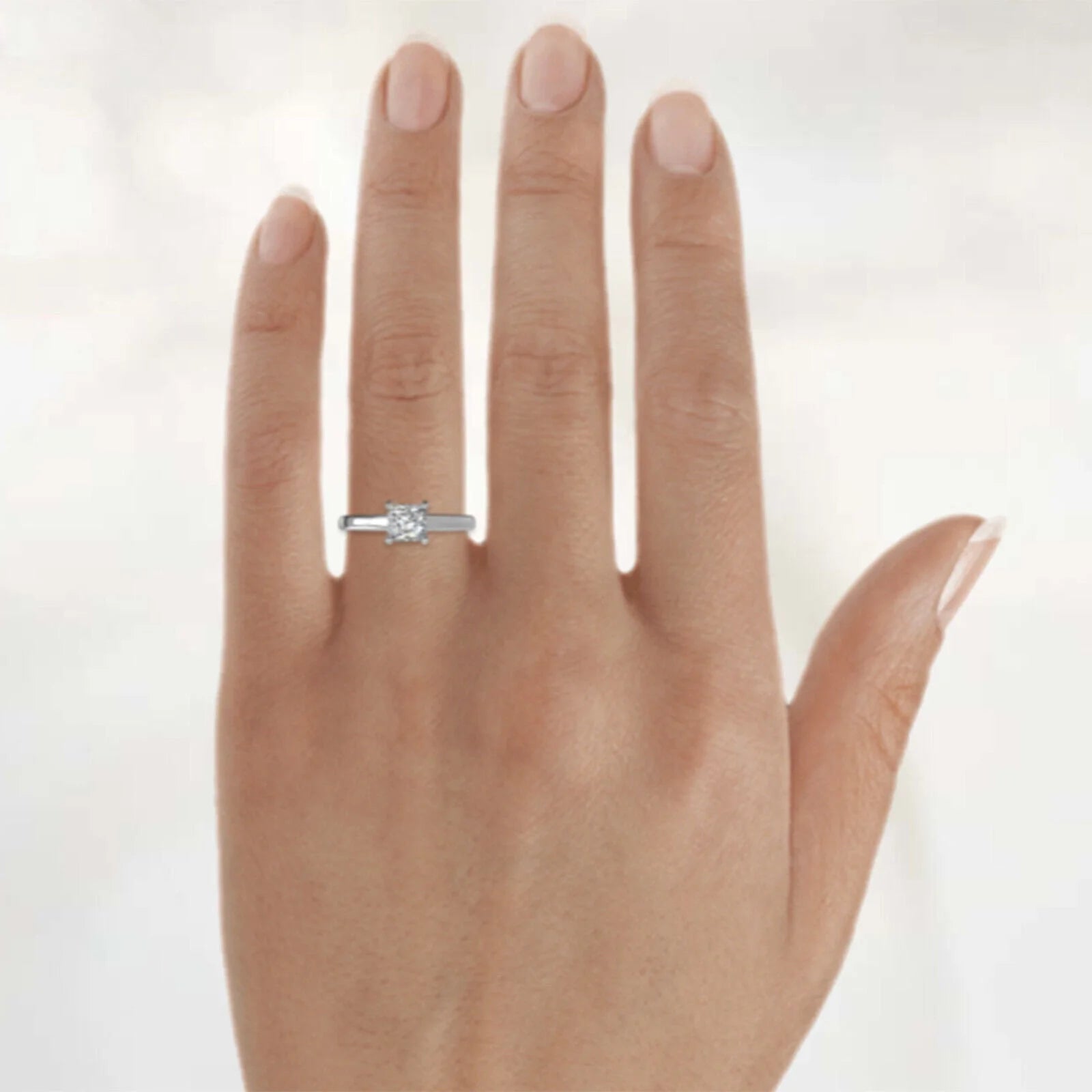 18K White Gold Plated Sterling Silver Moissanite Ring X685