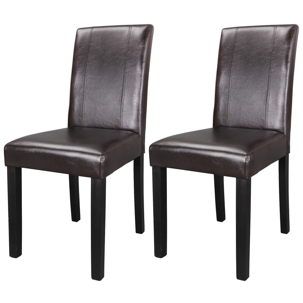 Brown Leather Backrest Dining Parson Chair G554