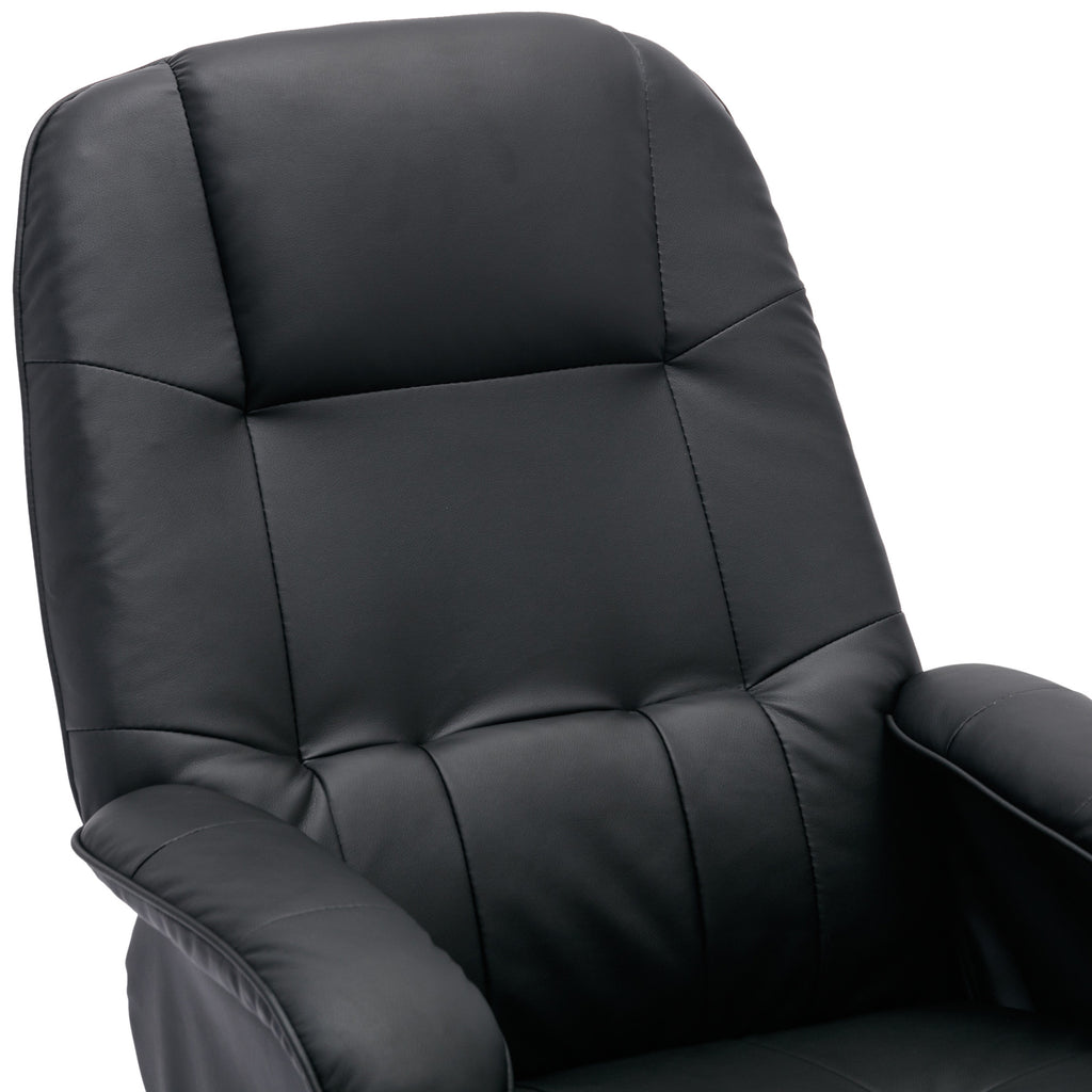 Beige Faux Leather Swivel Recliner Chair with Ottoman and Wood Base L295