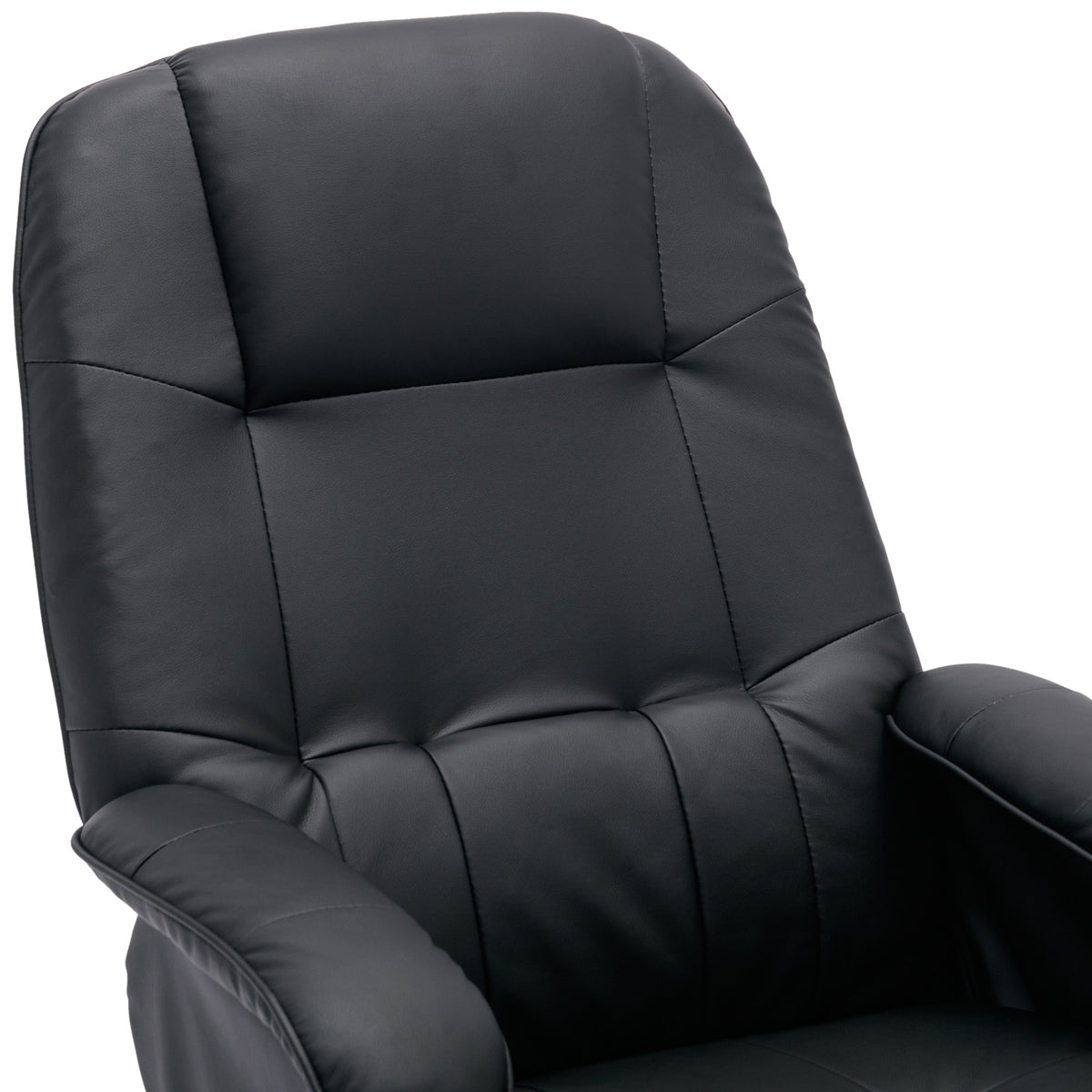 Beige Faux Leather Swivel Recliner Chair with Ottoman and Wood Base L295