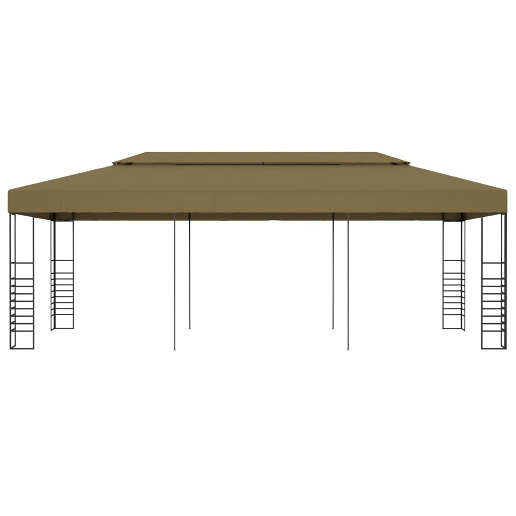 Party Tent Outdoor Gazebo Canopy Sun Shade Shelter Steel Frame Taupe 236.2 x 118.1 x 106.3 Inches A55718