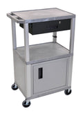 Gray Cart with Cabinet 3 Shelves and Drawer B5831