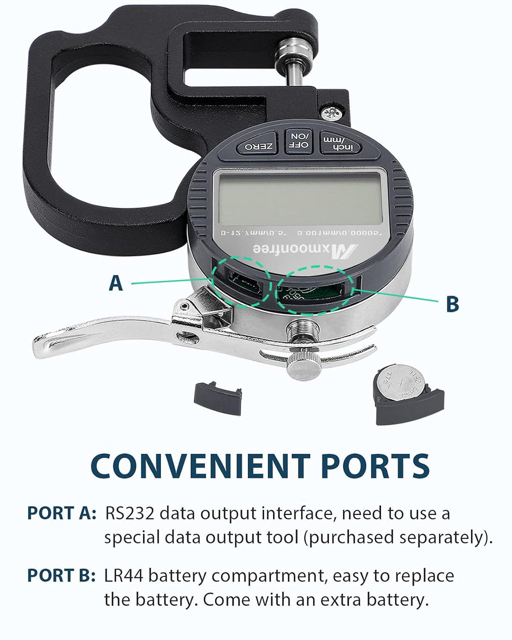 Digital Thickness Gauge 0.001mm/0.00005 0-12.7mm/0.5 Electronic Micrometer with LCD Display O4008