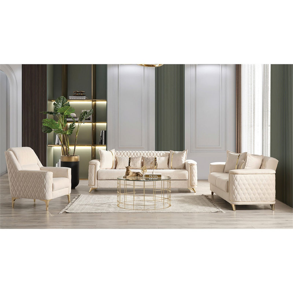 Ivory Velvet Loveseat M1104