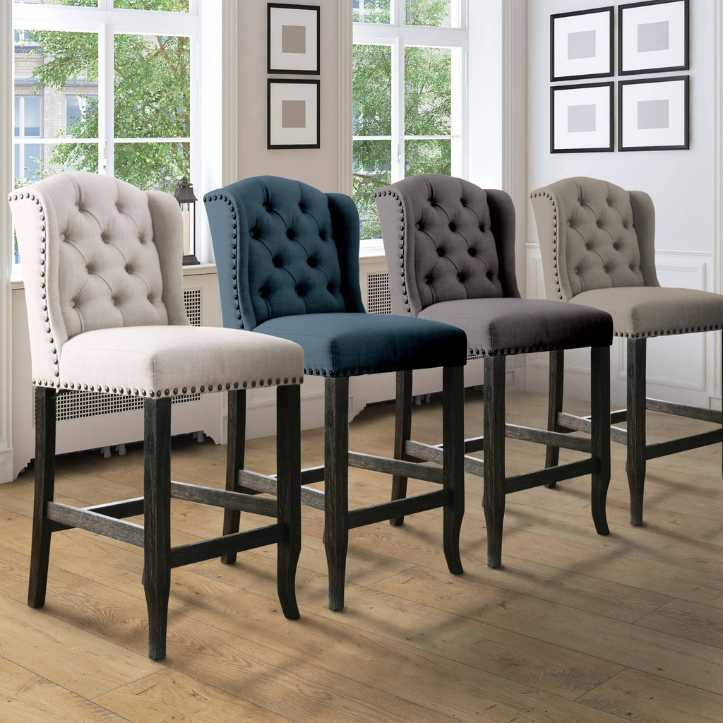 Dark Blue Counter Height Stool Set of 2 X292733