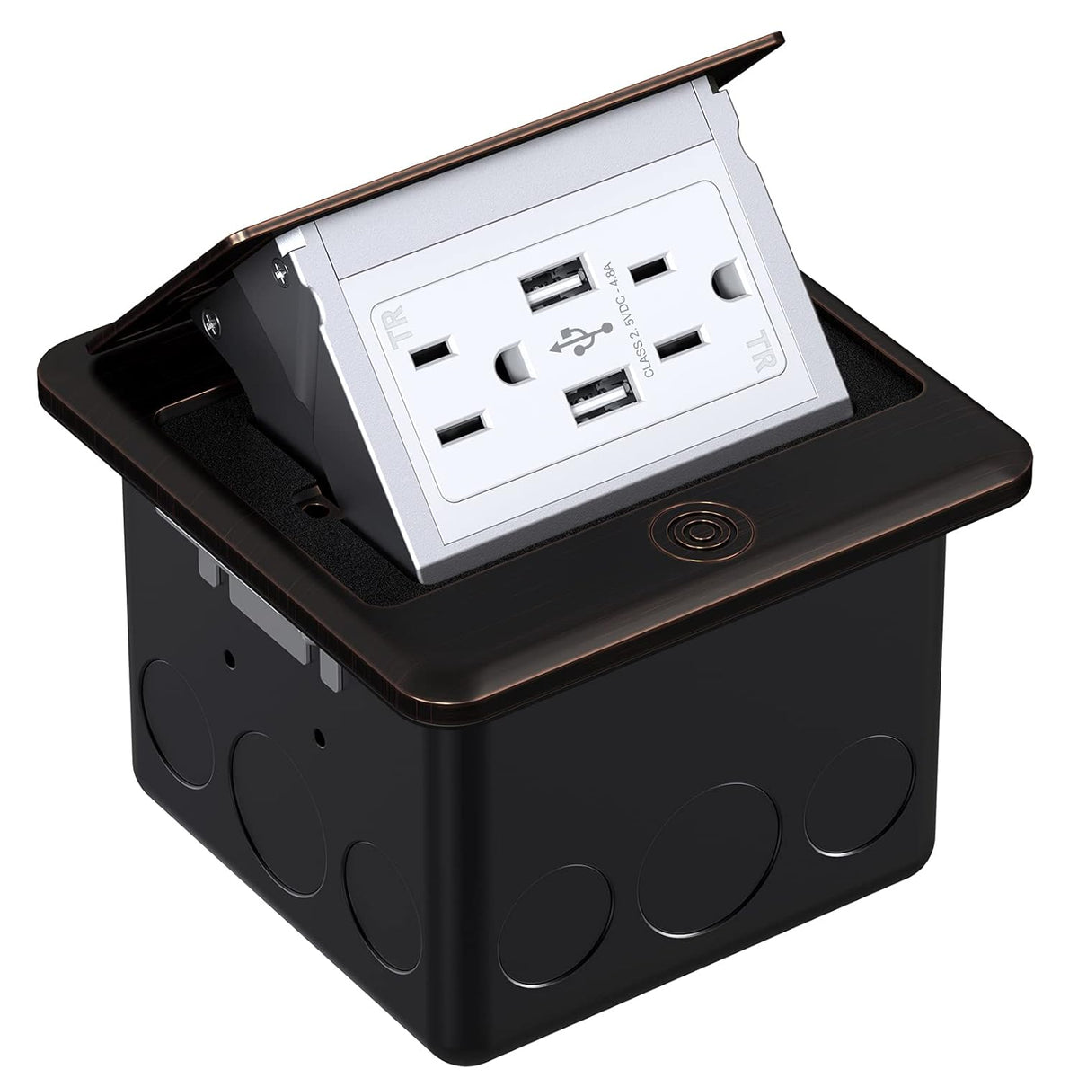 Black Pack of 2 Pop Up Floor Outlet Box with USB Recepatacle Outlet Y500688