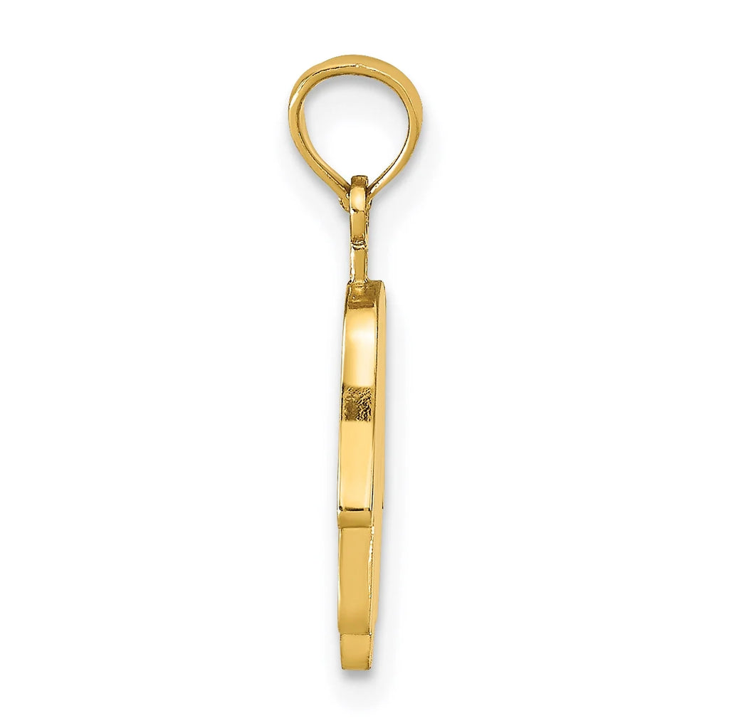 10K Yellow Gold Hamsa Pendant Charm with Rope Chain Necklace 20'' L809