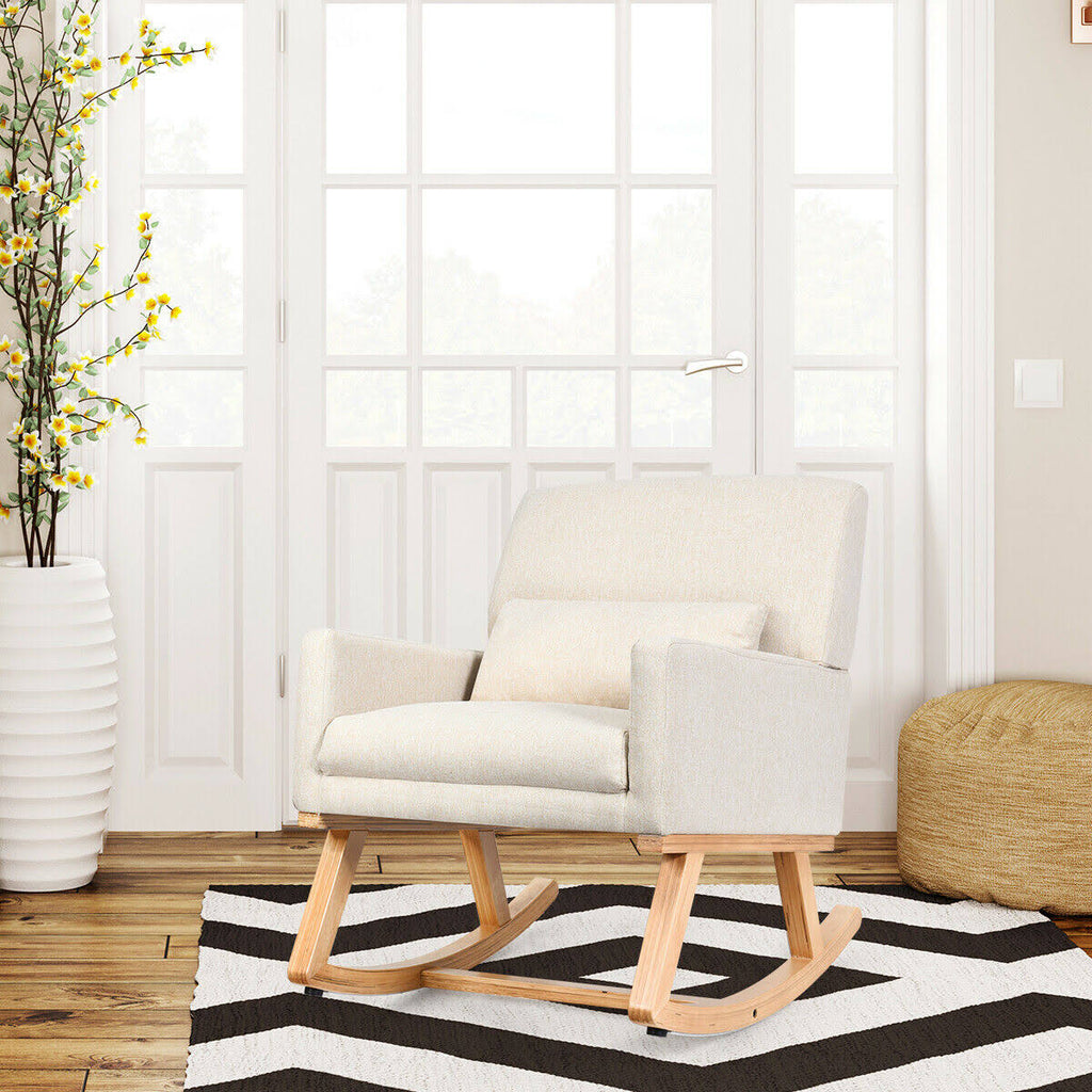 Beige Upholstered Rocking Armchair R621224