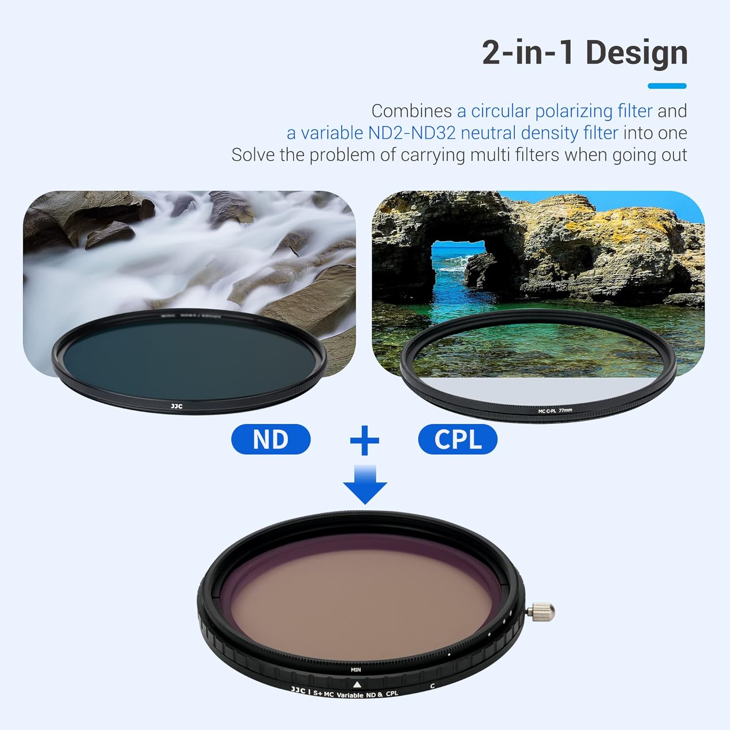 2-in-1 77mm Variable ND Filter & CPL Polarizer Filter H340