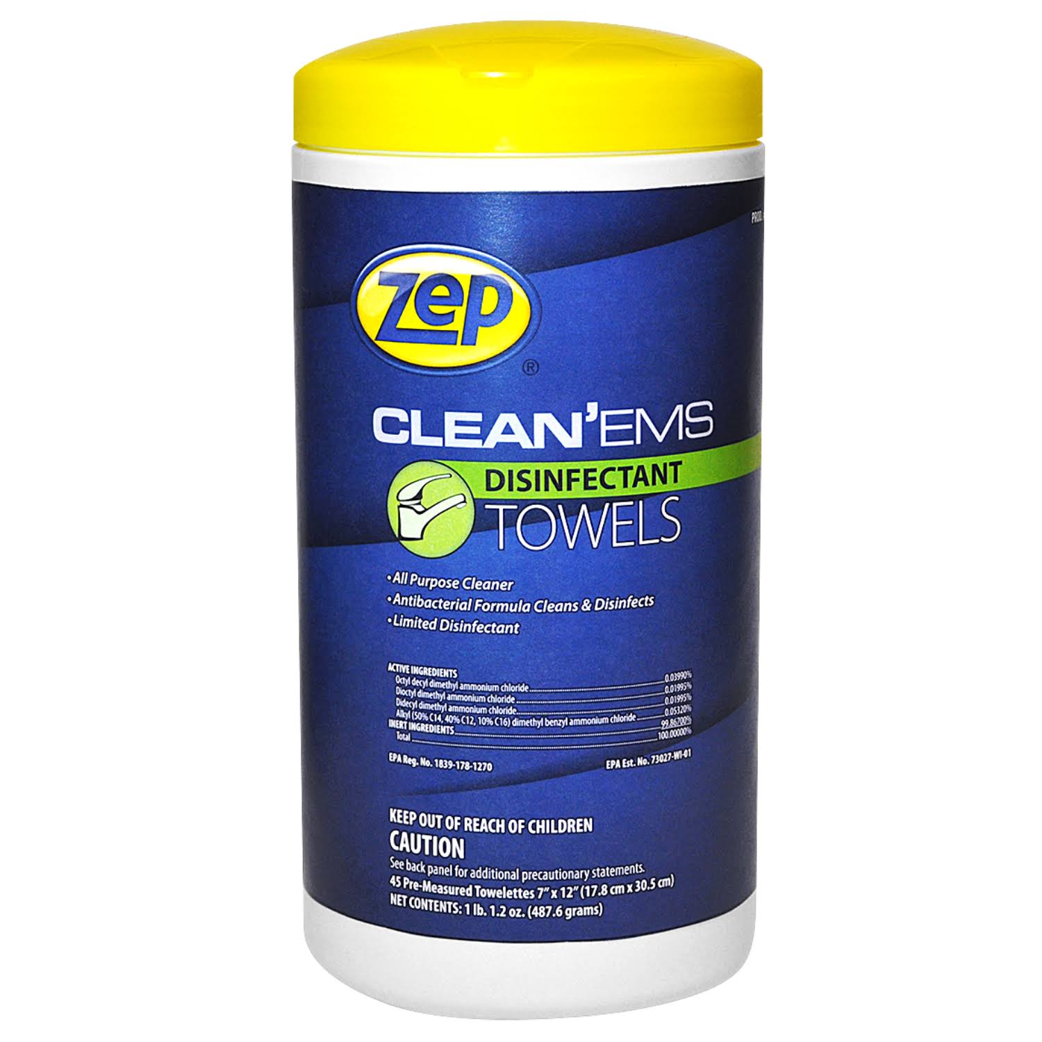 Disinfectant and Sanitizing Wipes, 40 Wipes per Canister, Case of 6 F145430