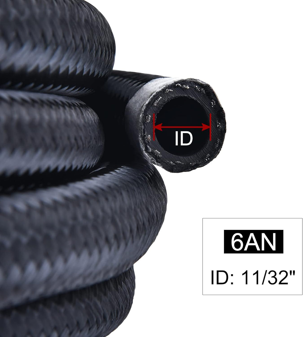 6AN Braided Nylon Stainless Steel Fuel Line Hose 20FT Black Pack of 2 R371855