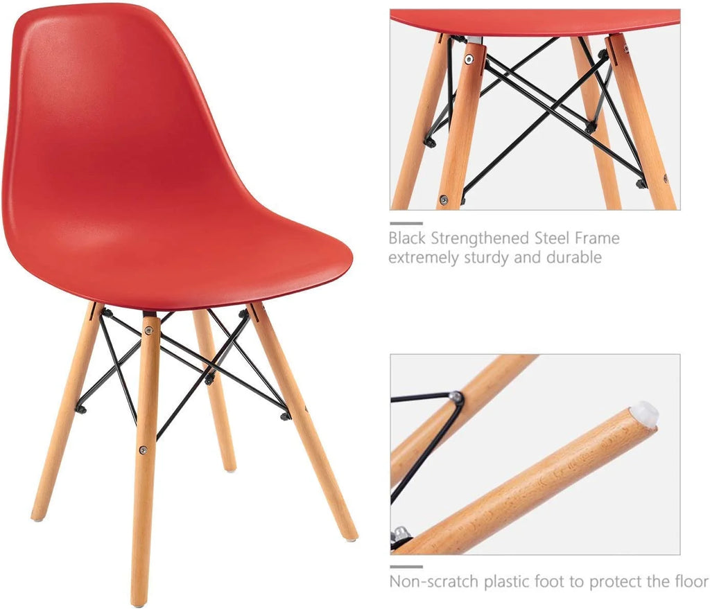 Red Plastic Dining Chair Set of 4 J80473