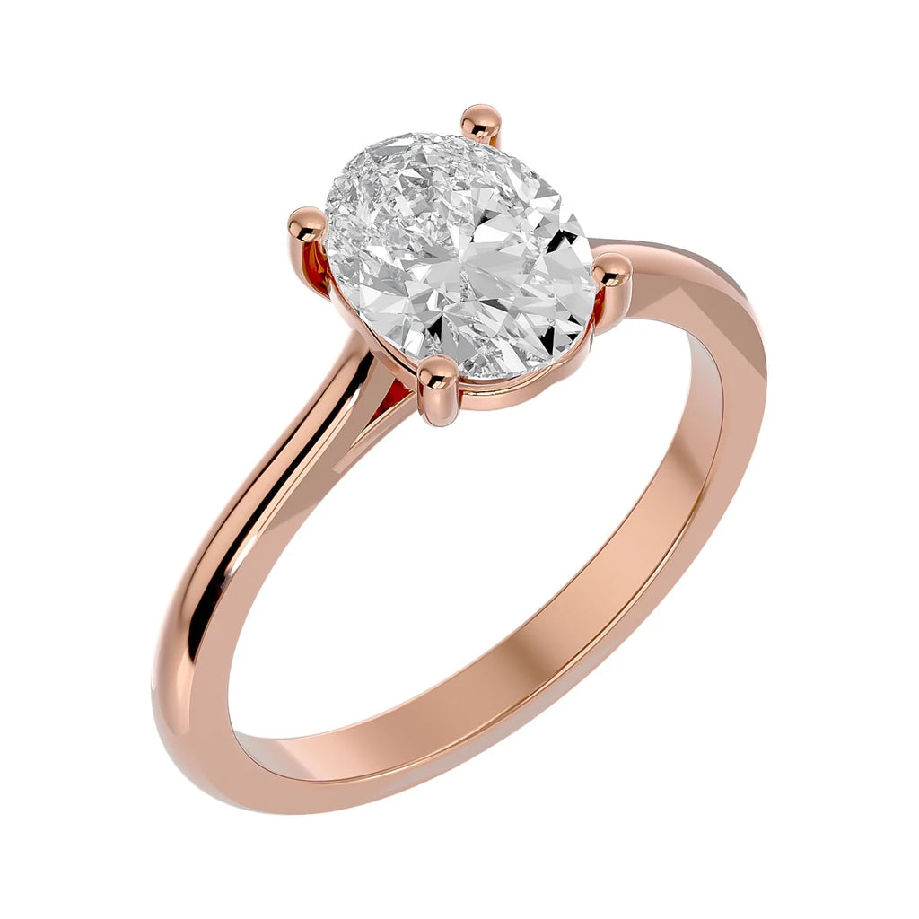 2 Carat Oval Shape Moissanite Solitaire Engagement Ring In 14 Karat Rose Gold J85475