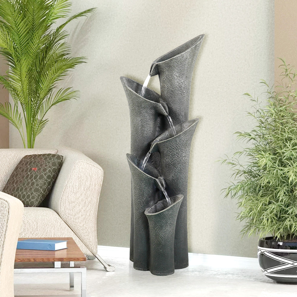 5-Tier Outdoor Water Fountains with LED Lights, 40" High E7093