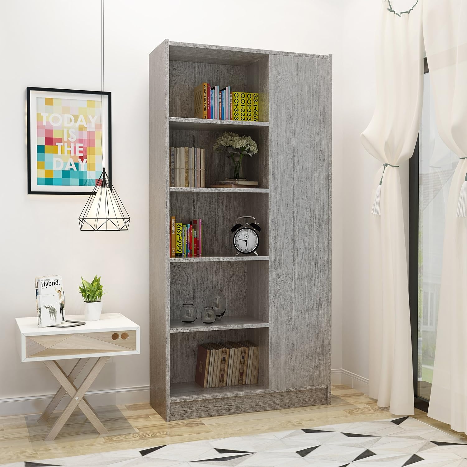 Grey Oak Finish Faux Wood Bookcase X985351