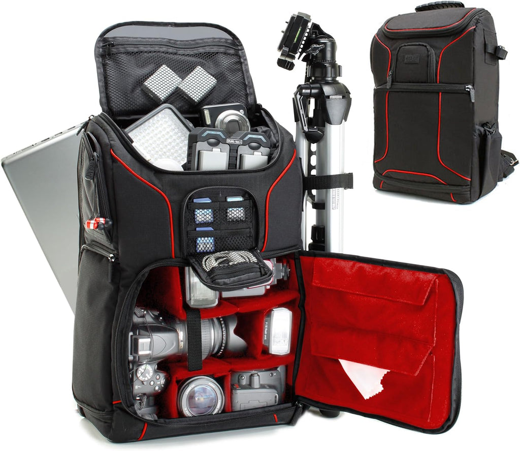 Red DSLR Camera Backpack with Laptop Compartment K357963