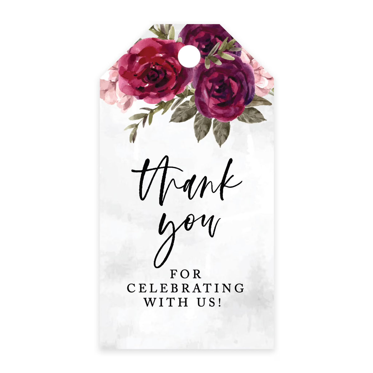Burgundy Florals Cardstock Gift Tags with Bakers Twine 100-Pk V424