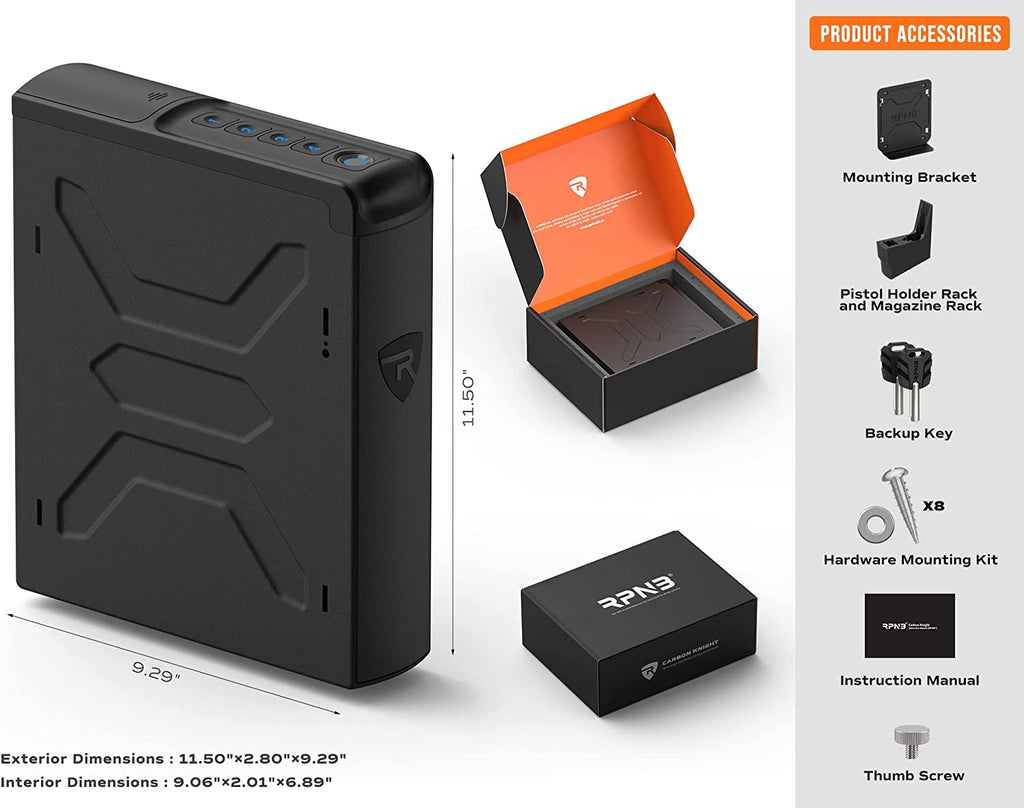 Mounted Biometric Handgun Safe with Quick Access Sliding Door V47283
