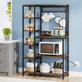 8-Tier Kitchen Baker's Rack with Power Outlets, Microwave Oven Stand with 8 S-Shaped Hooks L2645