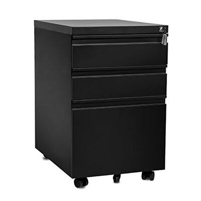 Black 3-Drawer Mobile Vertical Filing Cabinet B77957