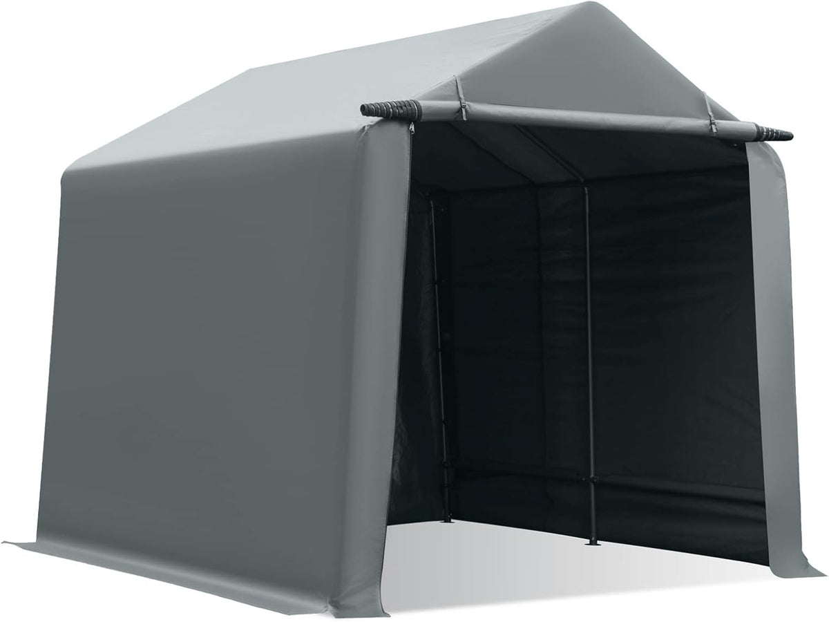 10x10 ft Portable Storage Shed with Roll-up Zipper Door, Gray O449