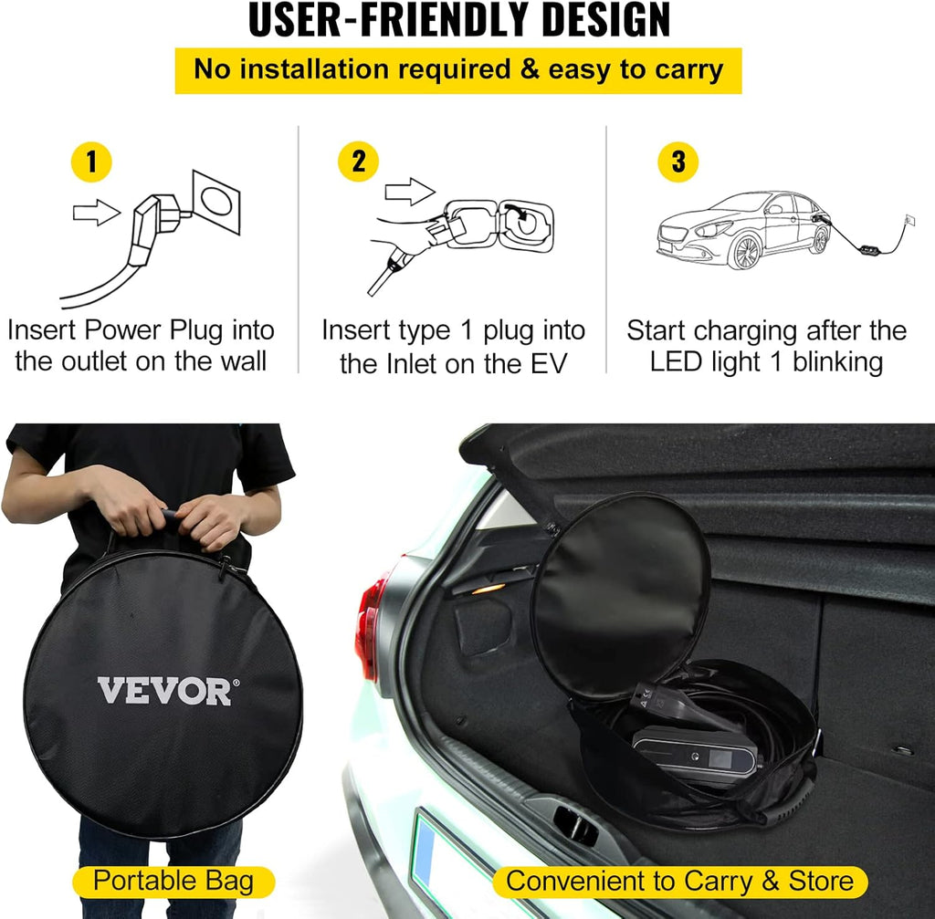 Portable 32 Amp EV Charger with 25 ft J1772 Charging Cable G290