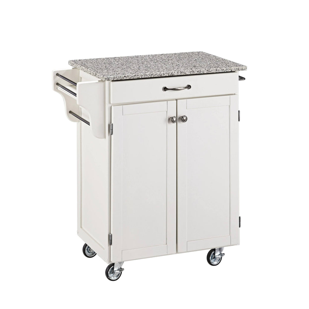 White Kitchen Cart with Granite Top E650879