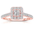 Rose Gold Princess Cut Halo Diamond Engagement Ring Z238