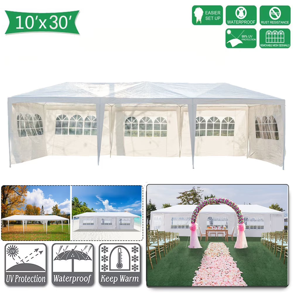 10' x 30' Waterproof Folding Canopy Tent with 5 Removable Sidewalls Z3236