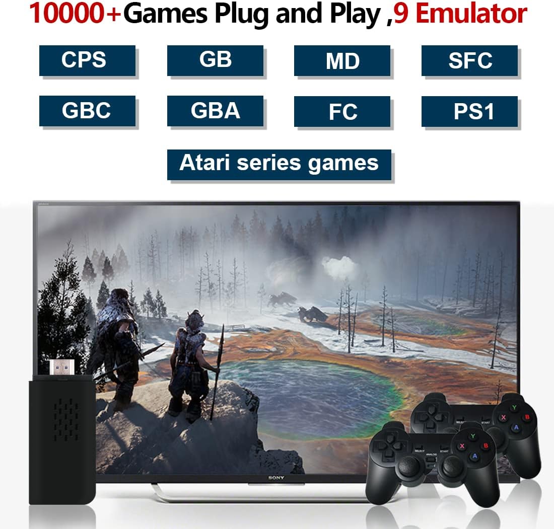 Wireless Retro Game Console Stick with 2 Wireless Controllers, Pack of 2 E512