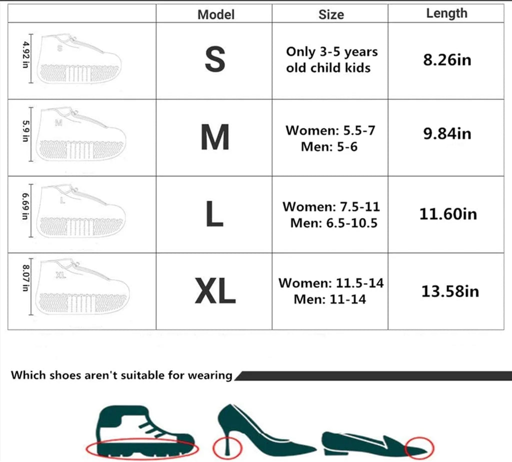 Black M Waterproof Reusable Rain Shoe Covers with Zipper R33410