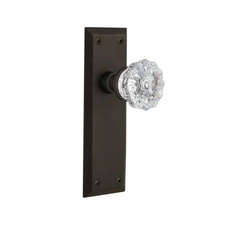 Crystal Glass Double Dummy Door Knob with Oil Rubbed Bronze Plate U628
