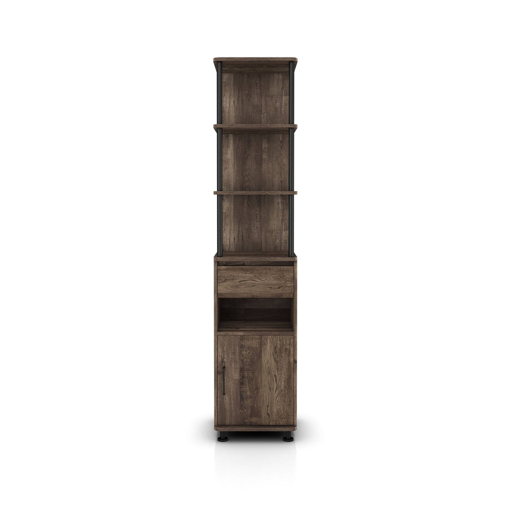 Industrial 4-Shelf Accent Bookcase - Antique Grey Oak K1424